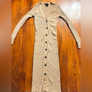 Women’s Long Ribbed stretchy Cardigan with Buttons